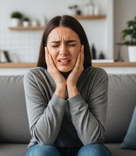 Women image in tooth pain - Emergency dentist Redhill